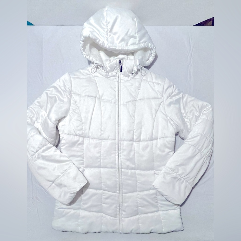 Style & Co Women's Hooded Puffer Jacket Removable Hood Zipper Pockets Size L